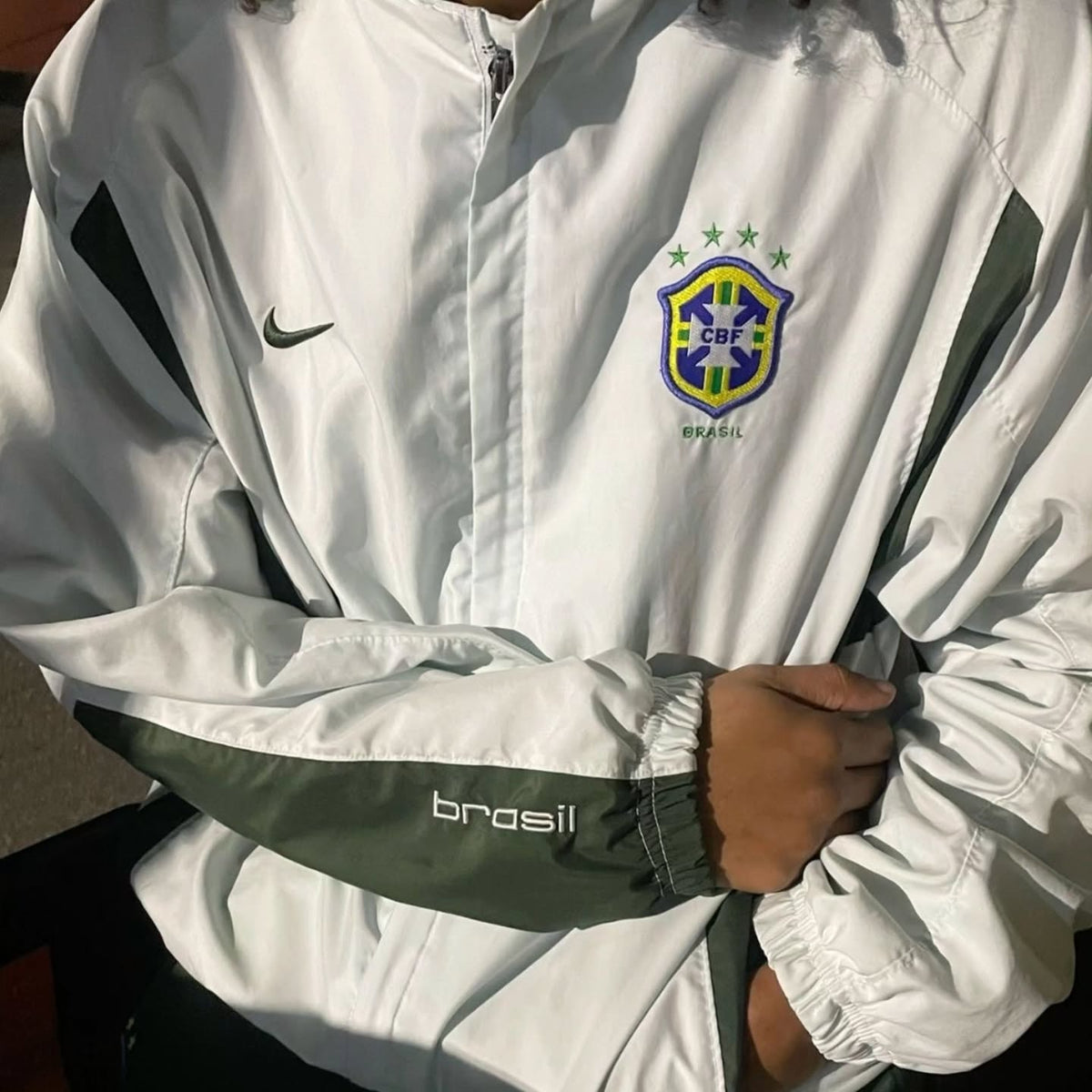 Brazil Retro White Windbreaker
