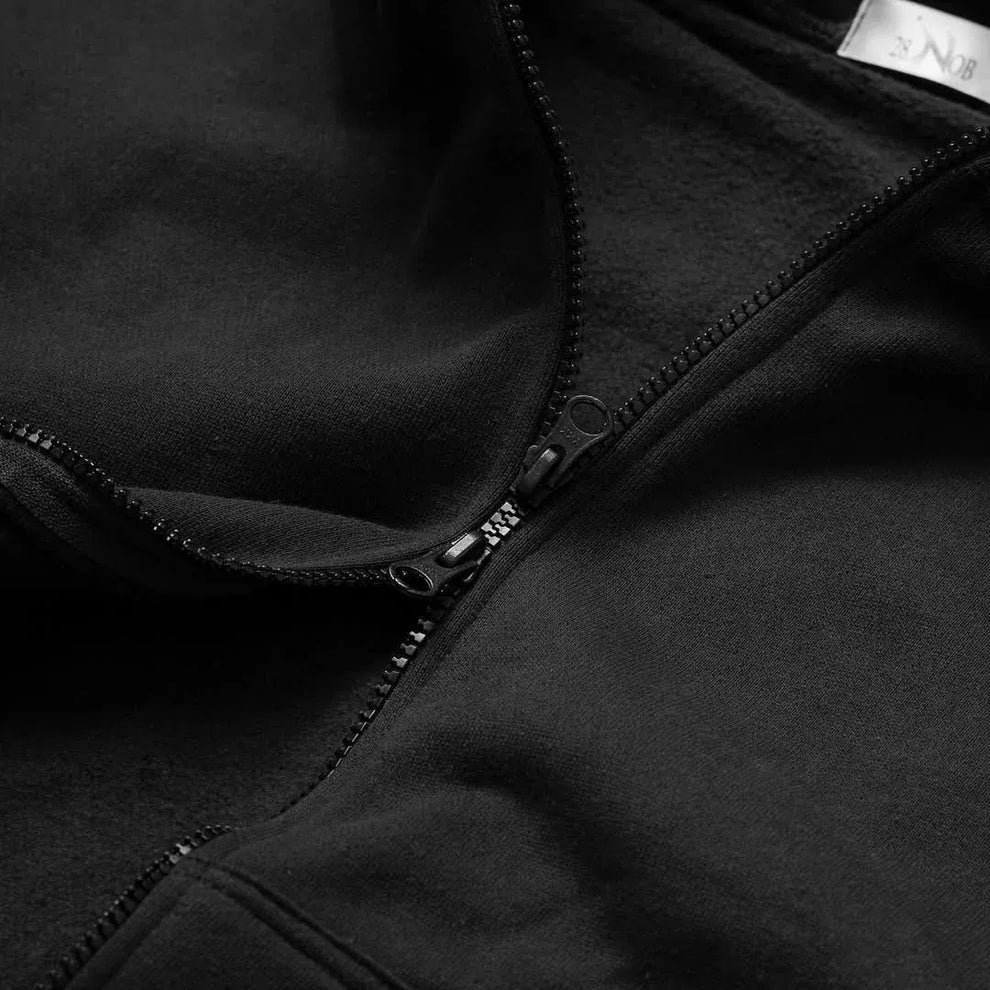 Premium Oversized Full-Zip Tactical Hoodie – Washed Black