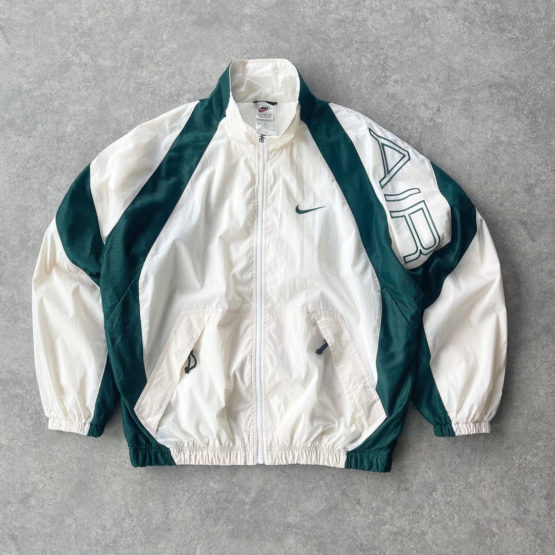 vintage Nike Air track jacket / windbreaker in a classic white and forest green color-blocked