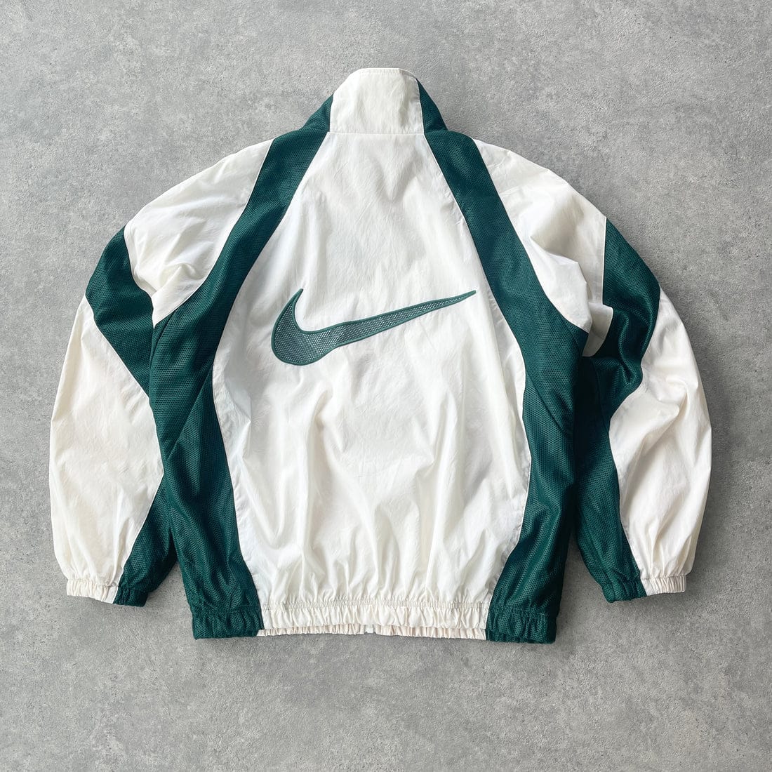 vintage Nike Air track jacket / windbreaker in a classic white and forest green color-blocked