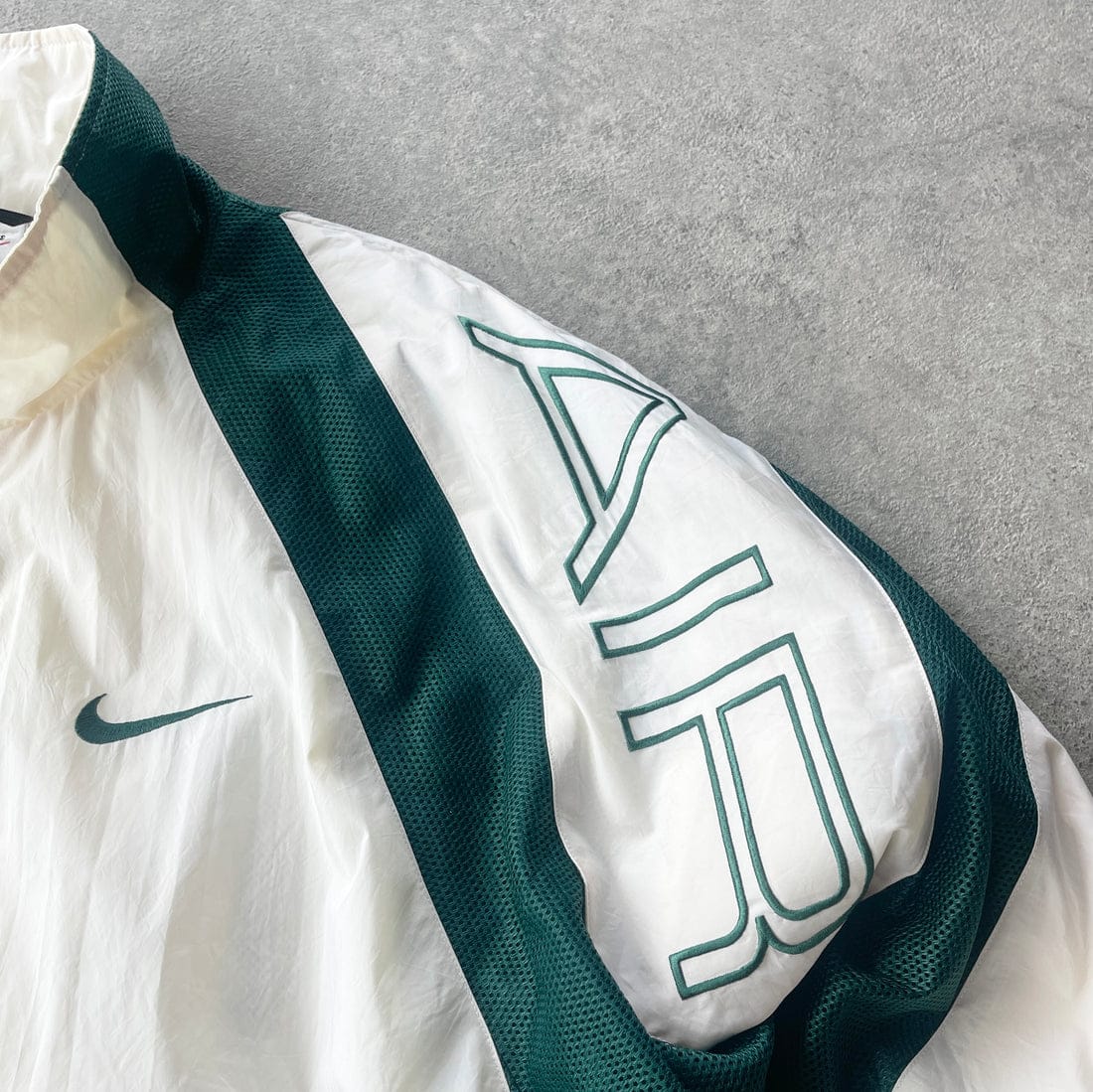 vintage Nike Air track jacket / windbreaker in a classic white and forest green color-blocked
