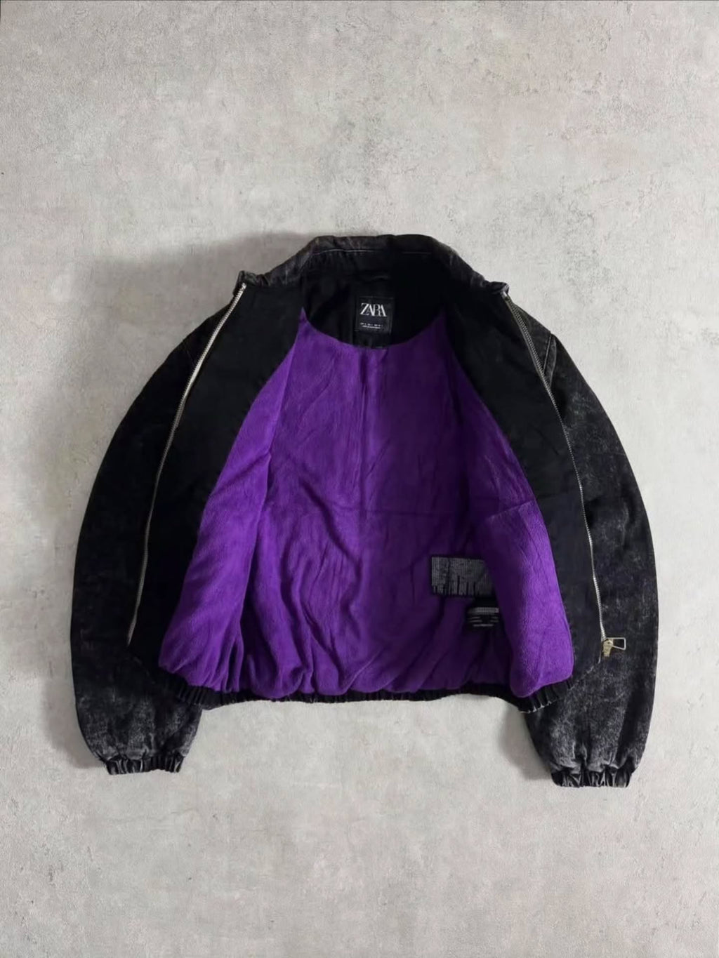 oversized washed black denim bomber jacket