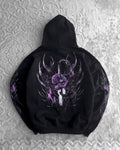 black pullover hoodie featuring an anime-inspired