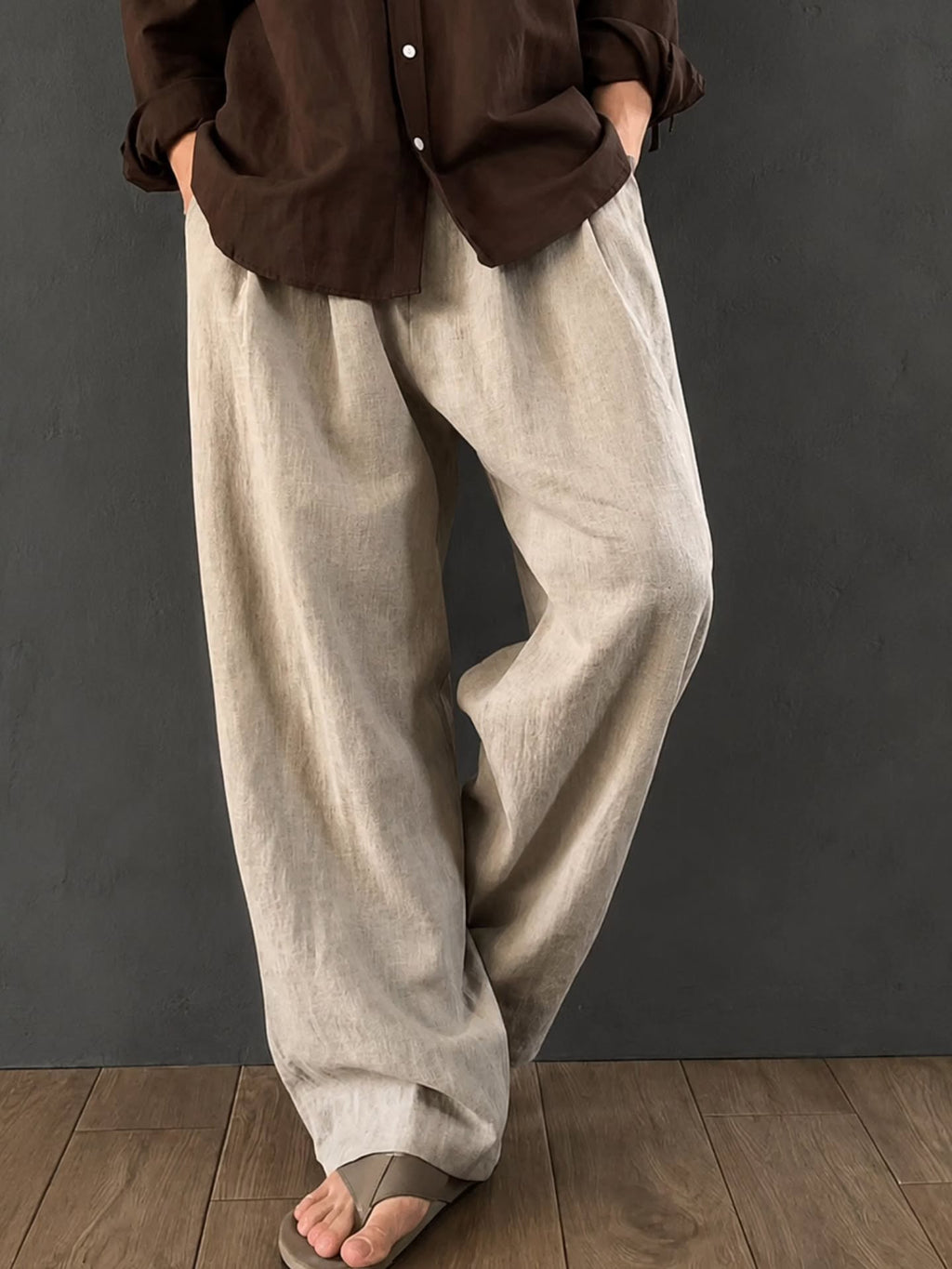 Linen pants are lightweight, casual outfit with a warm color palette