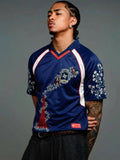 French-themed navy blue retro football jersey