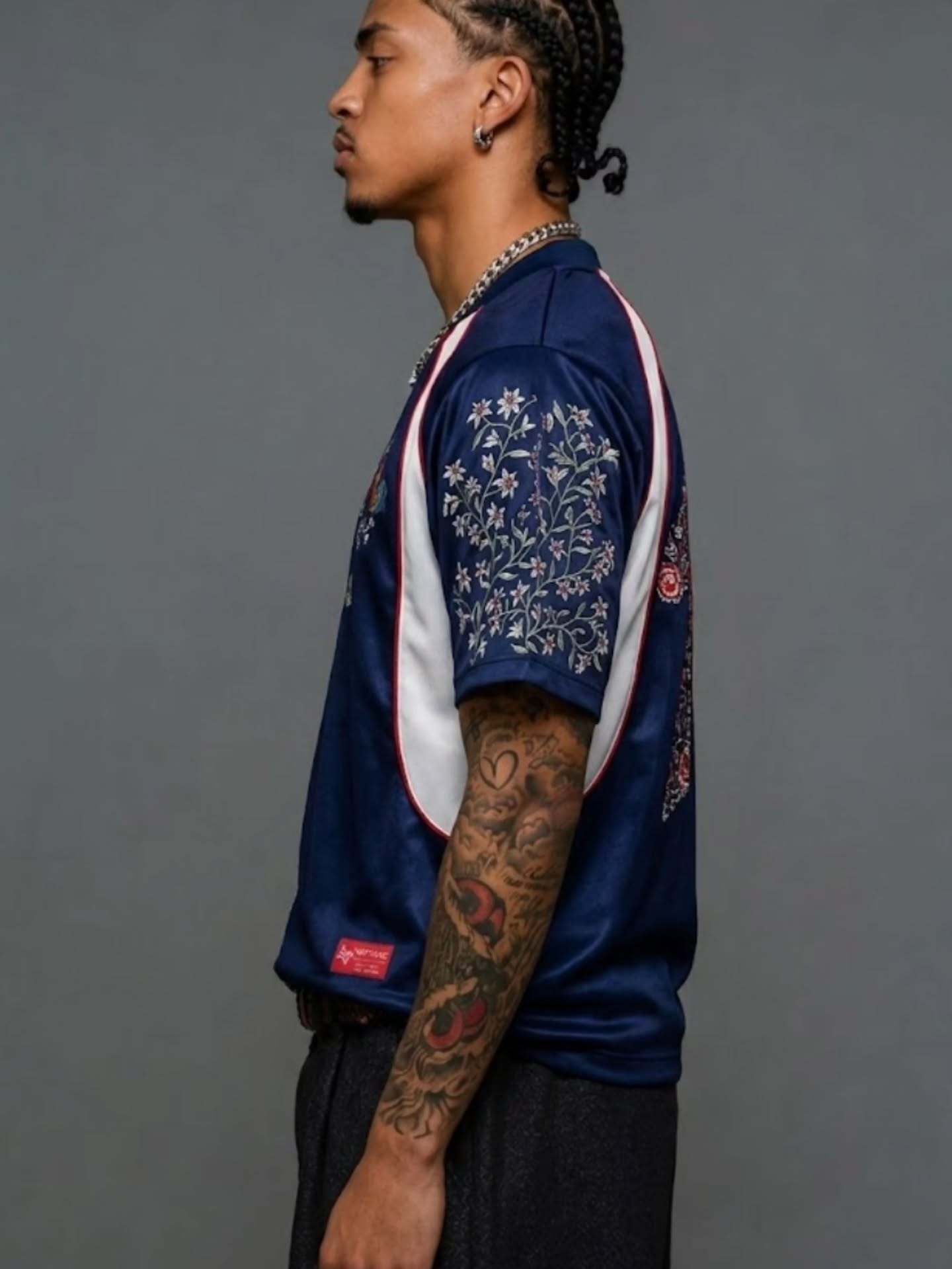 French-themed navy blue retro football jersey