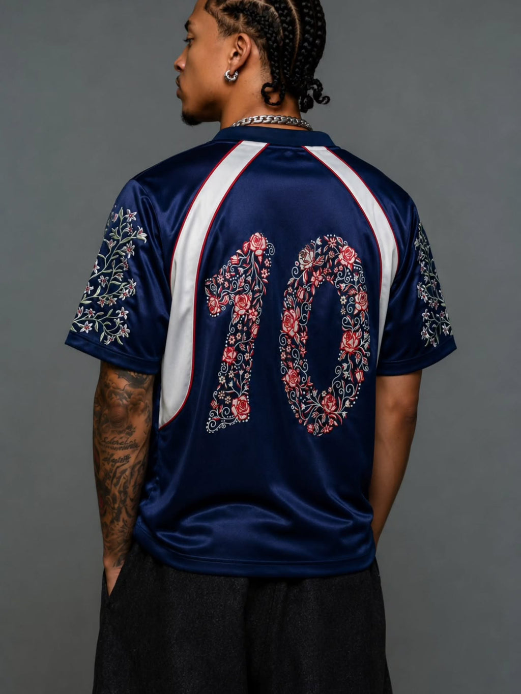 French-themed navy blue retro football jersey