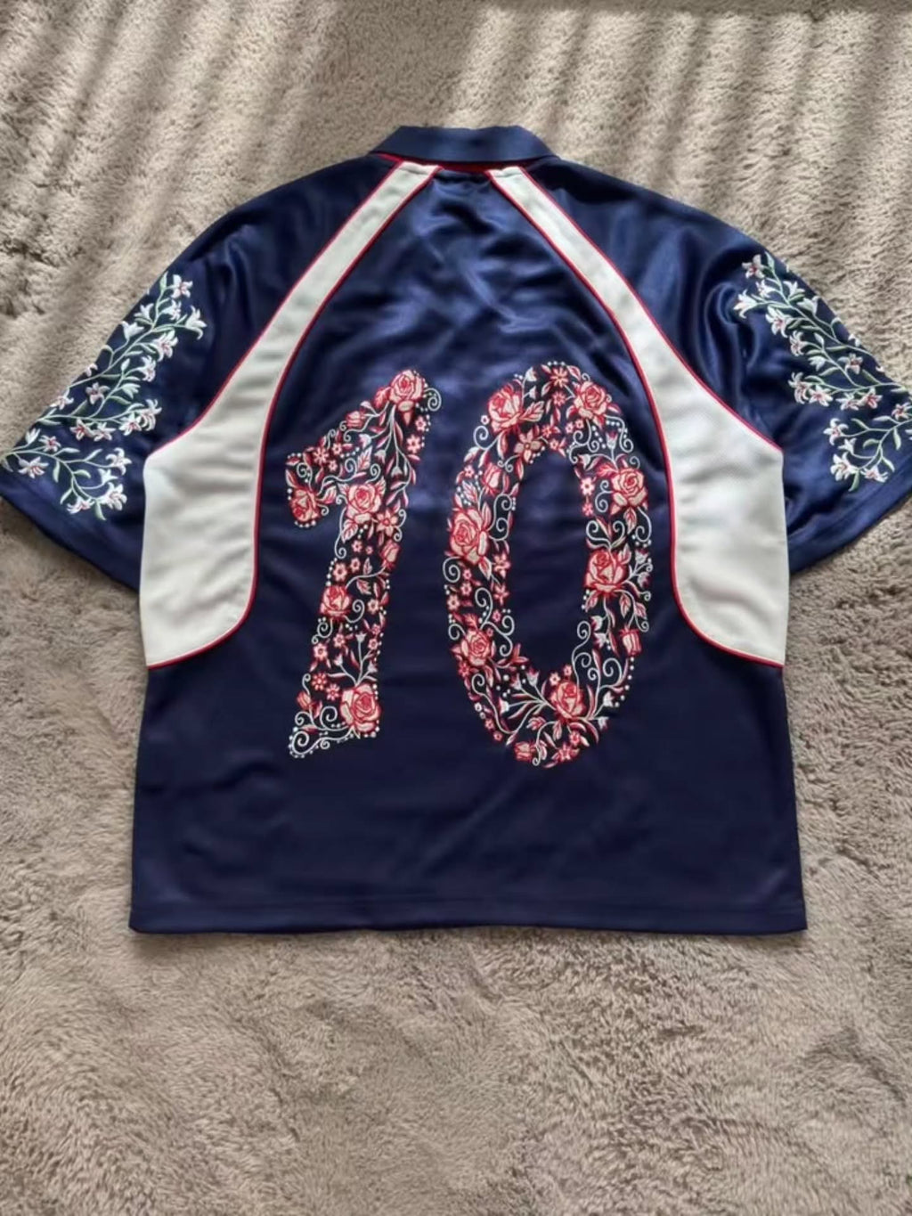 French-themed navy blue retro football jersey
