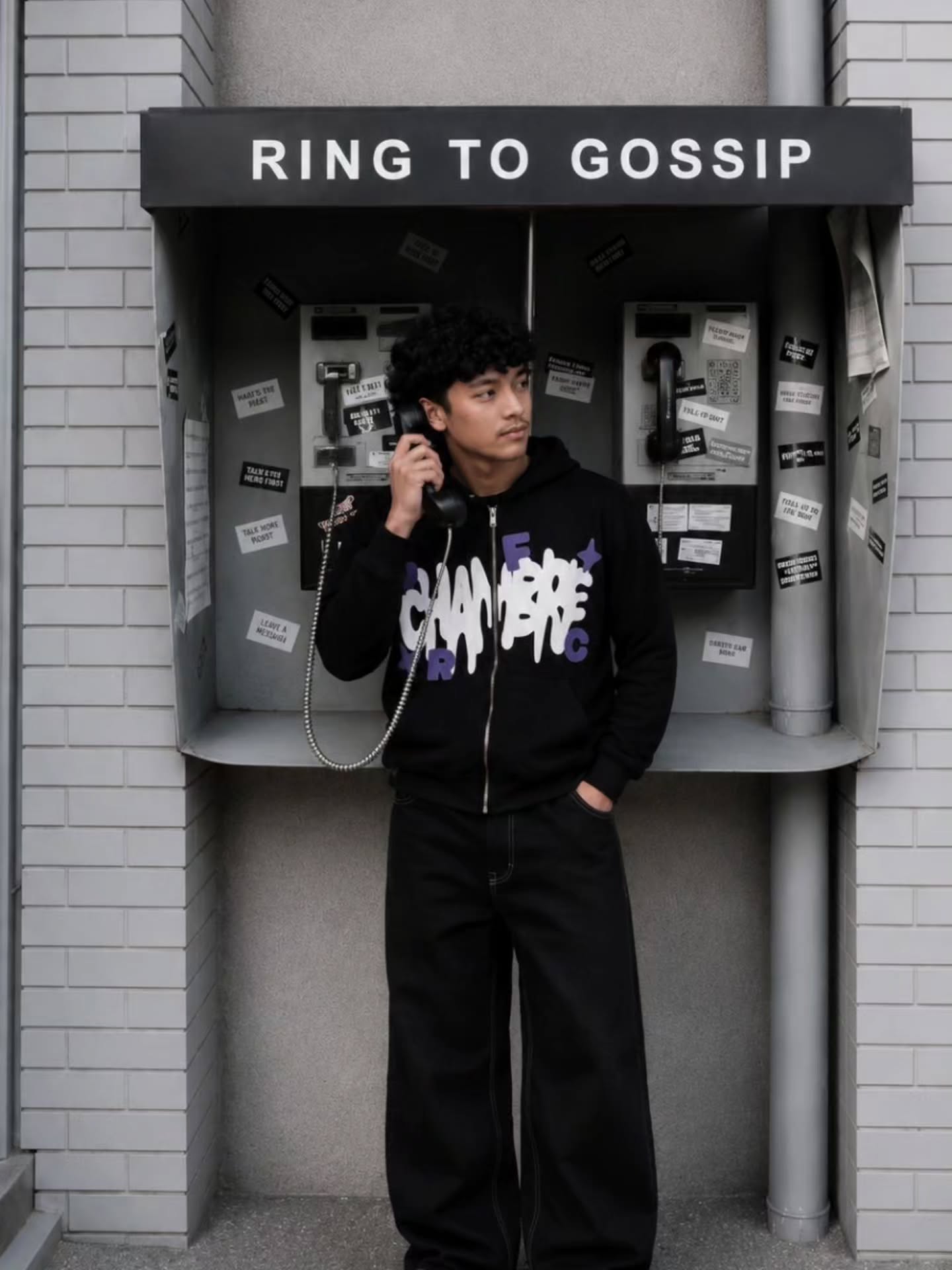 black full-zip hoodie featuring bold, 3D foam-printed