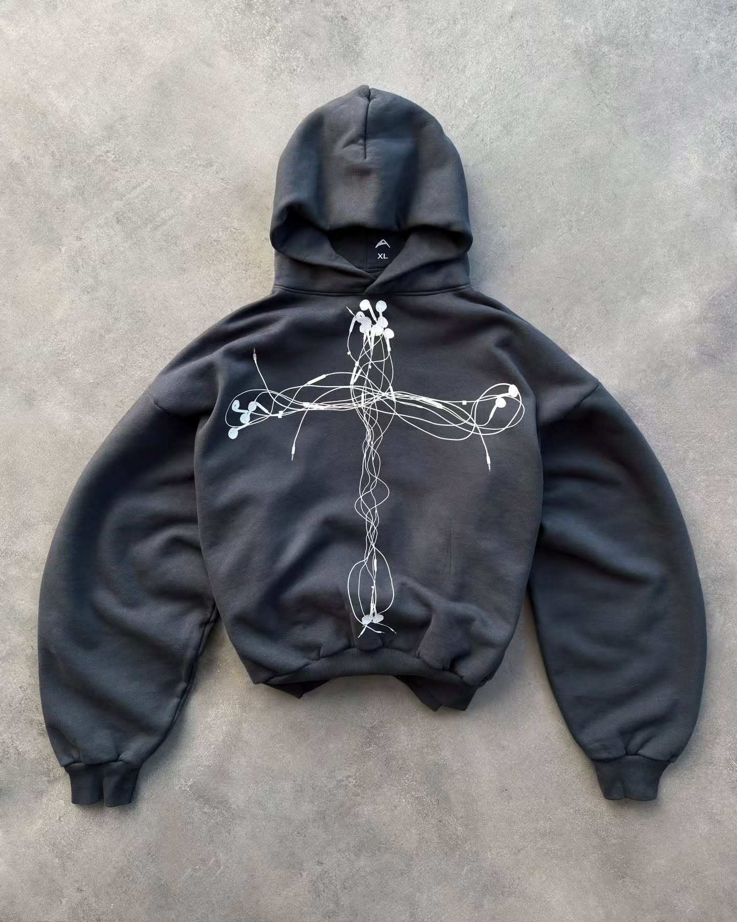 WIRED CORD CROSS Heavyweight Boxy Hoodie