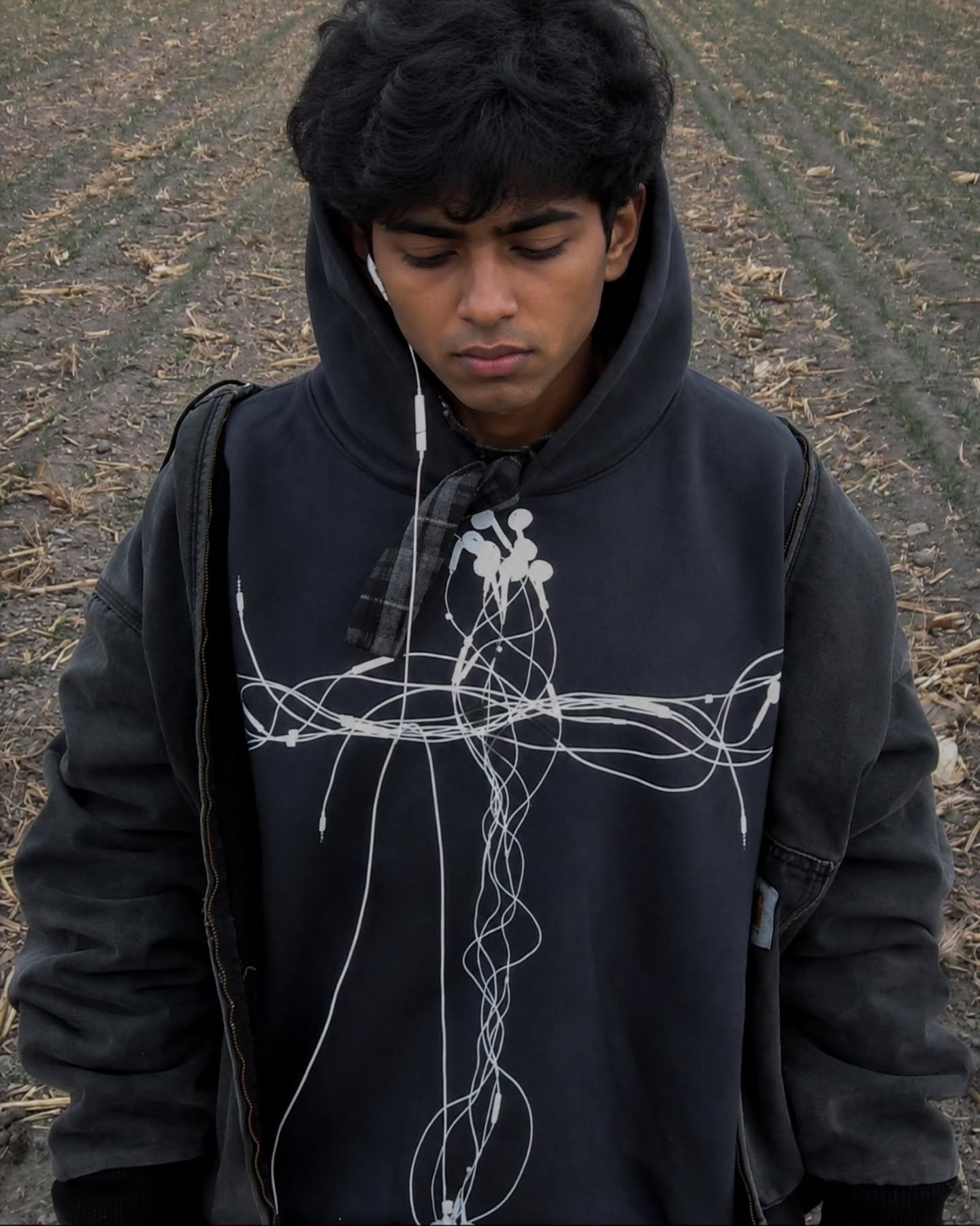 WIRED CORD CROSS Heavyweight Boxy Hoodie