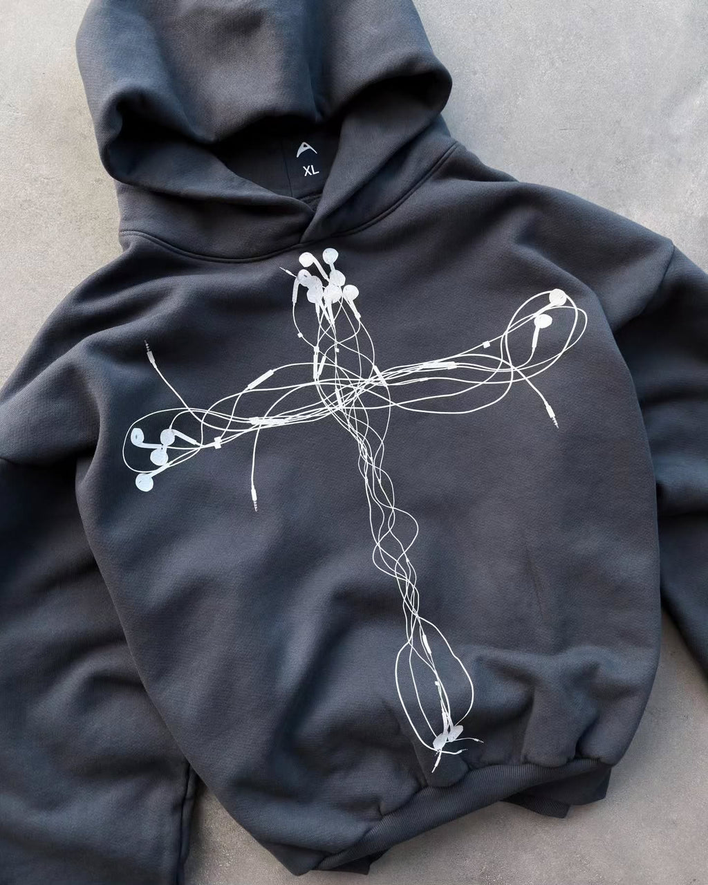 WIRED CORD CROSS Heavyweight Boxy Hoodie