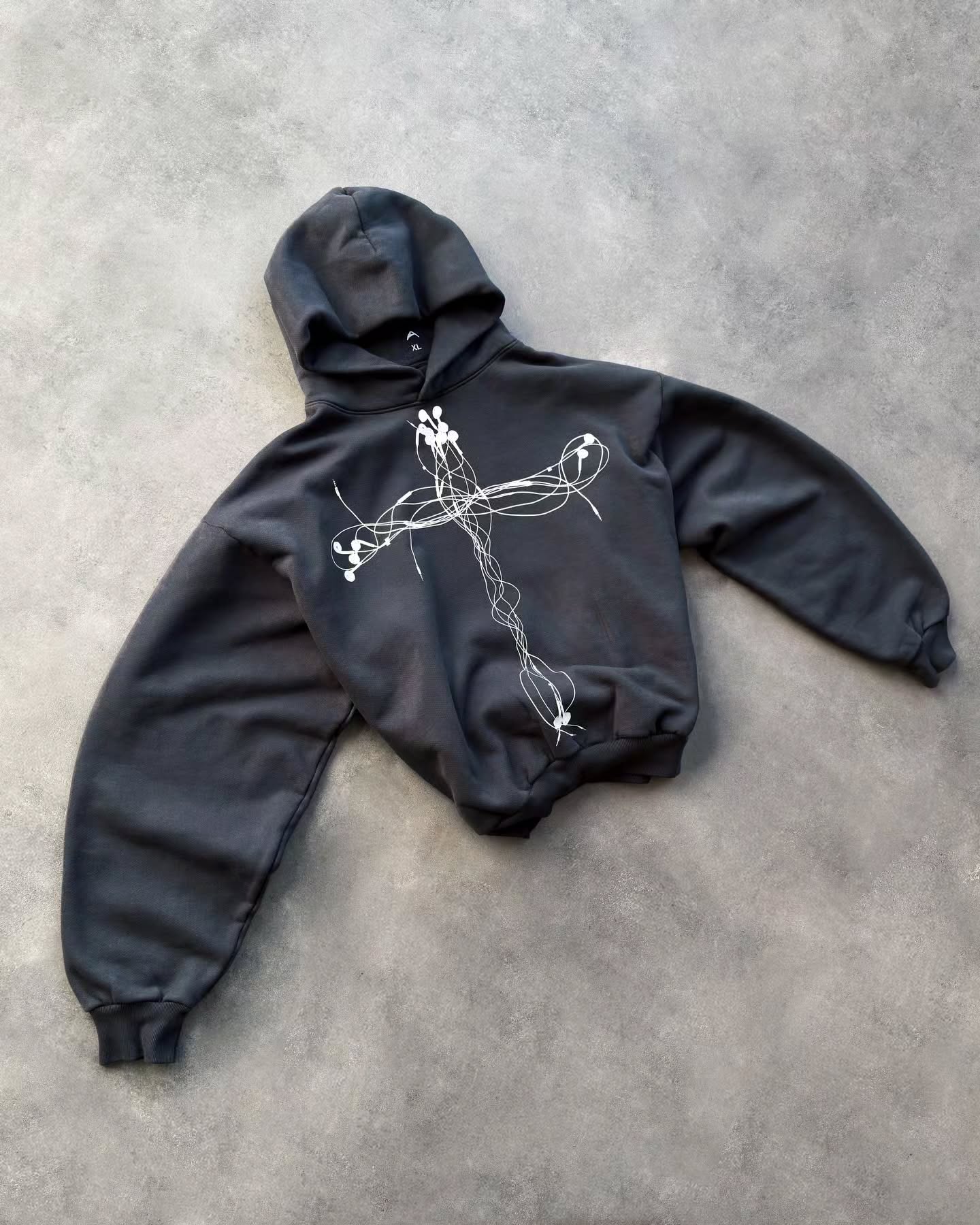 WIRED CORD CROSS Heavyweight Boxy Hoodie
