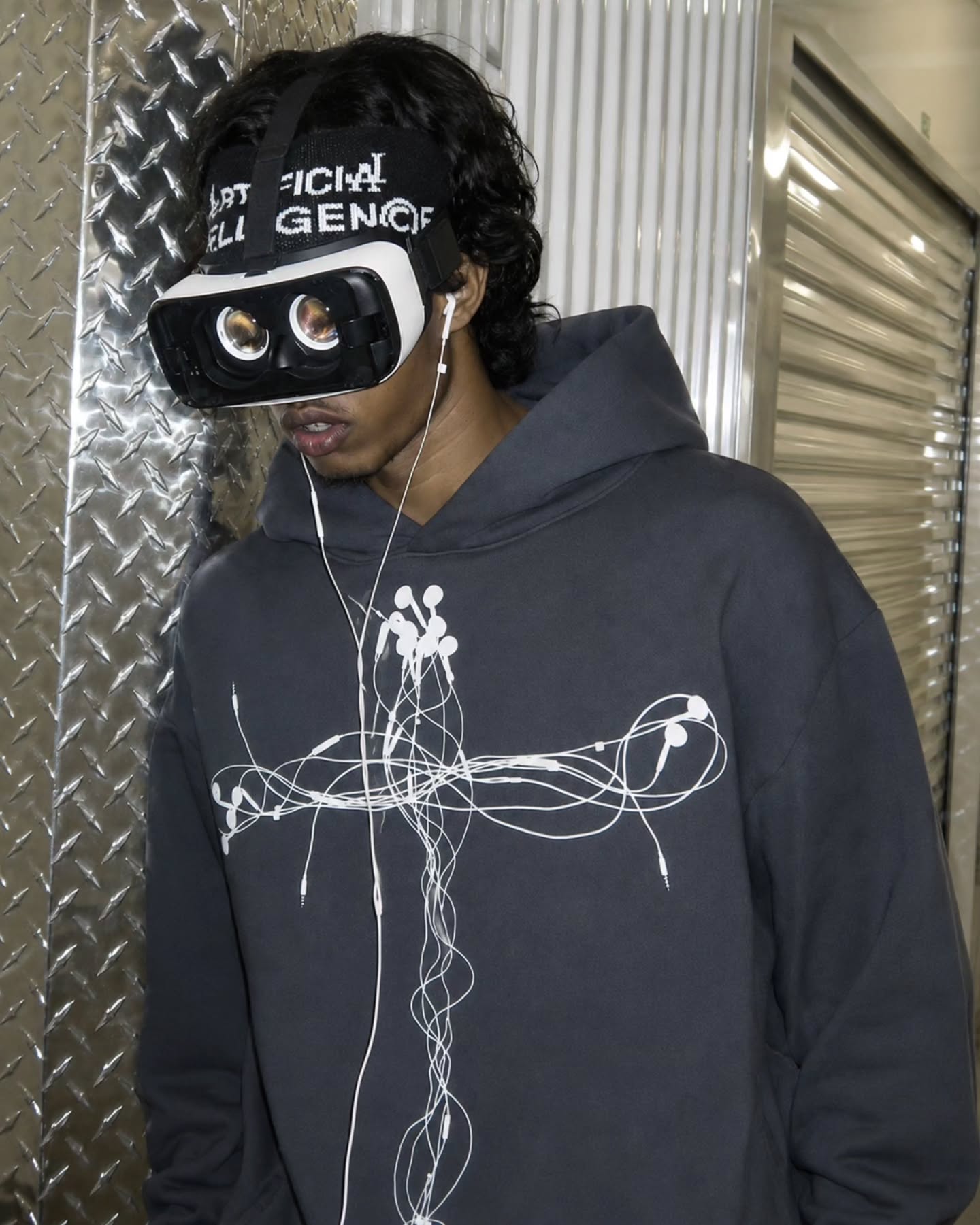 WIRED CORD CROSS Heavyweight Boxy Hoodie