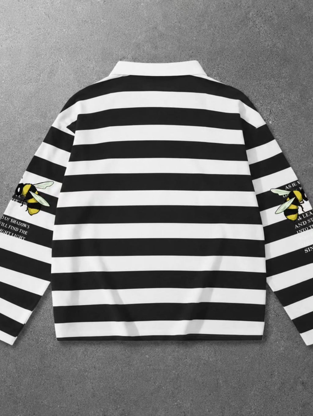 BEE VECTOR Striped Long-Sleeve Rugby Polo