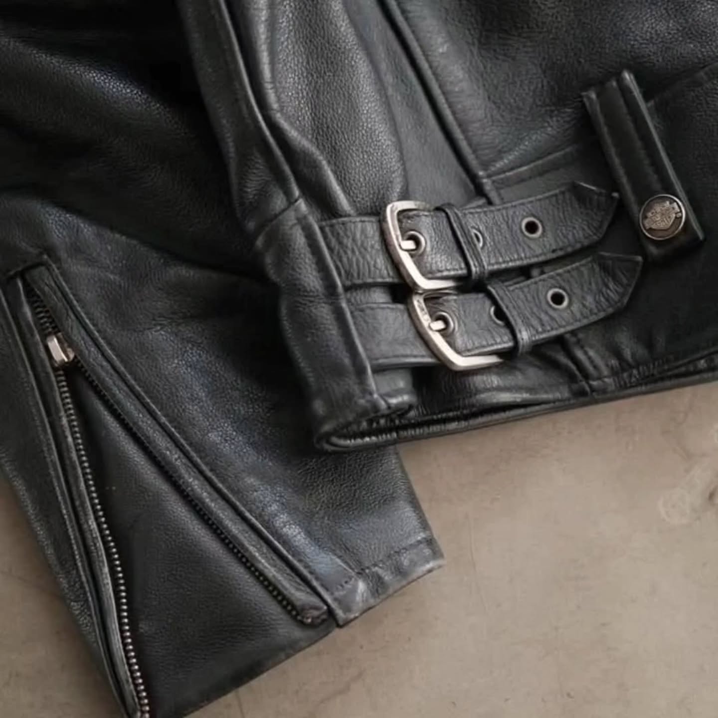 VINTAGE HARLEY-DAVIDSON "RIDE FREE" Flame Leather Biker Jacket