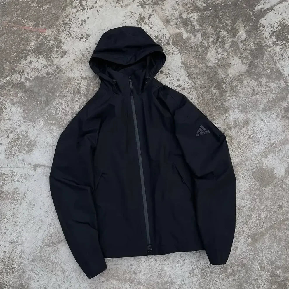 Vintage Adidas Performance Full-Zip Technical Windbreaker Jacket – Matte Black