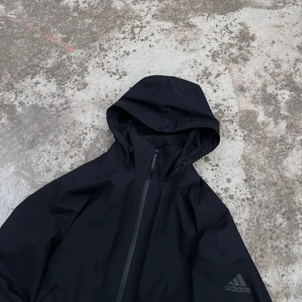 Vintage Adidas Performance Full-Zip Technical Windbreaker Jacket – Matte Black