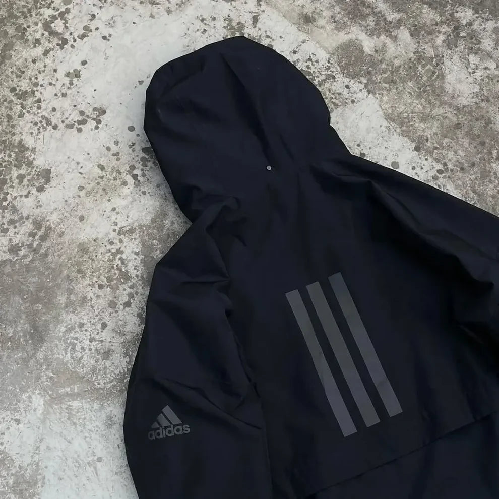Vintage Adidas Performance Full-Zip Technical Windbreaker Jacket – Matte Black