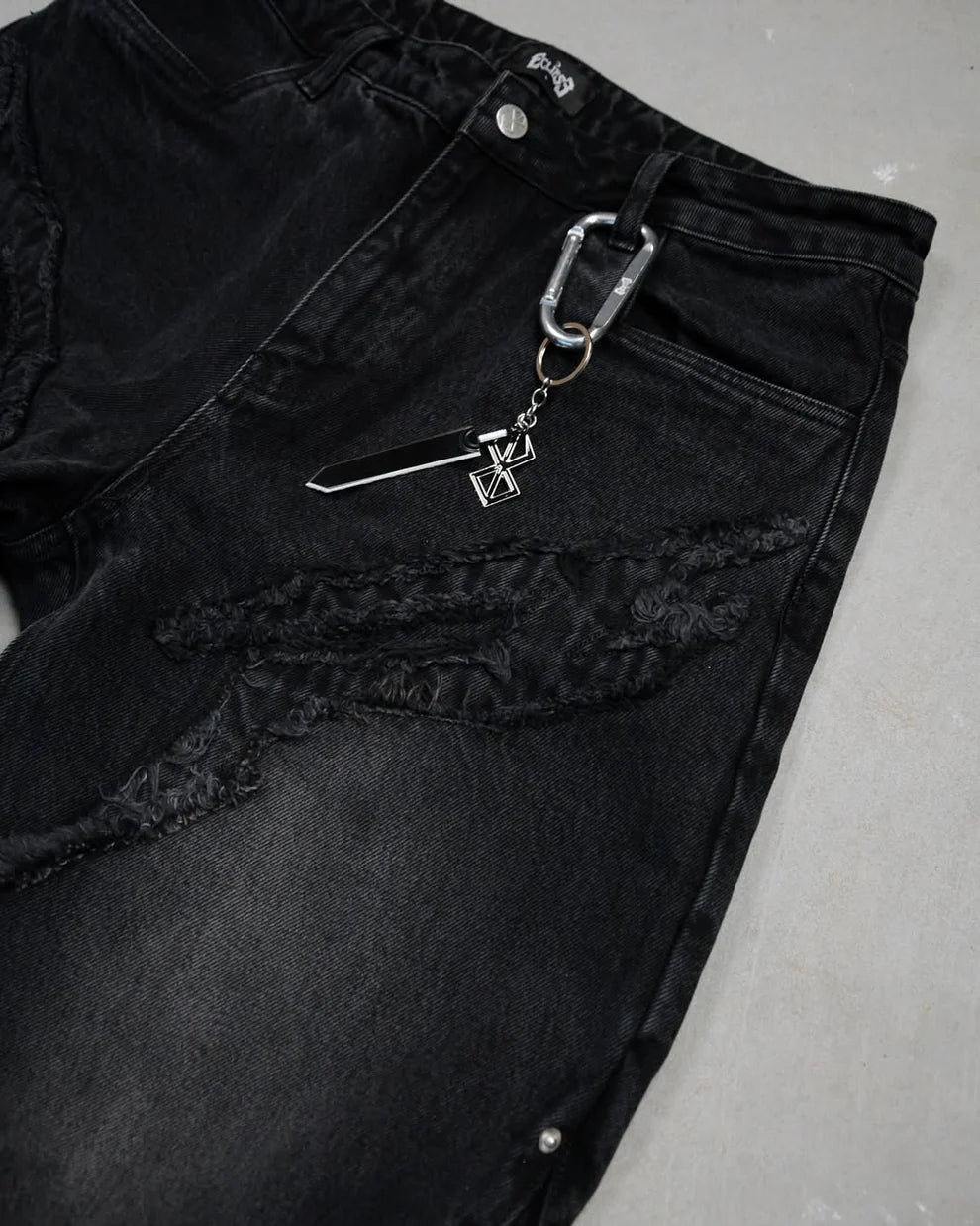 Vintage Distressed Panelled Baggy Denim Jeans – Washed Black