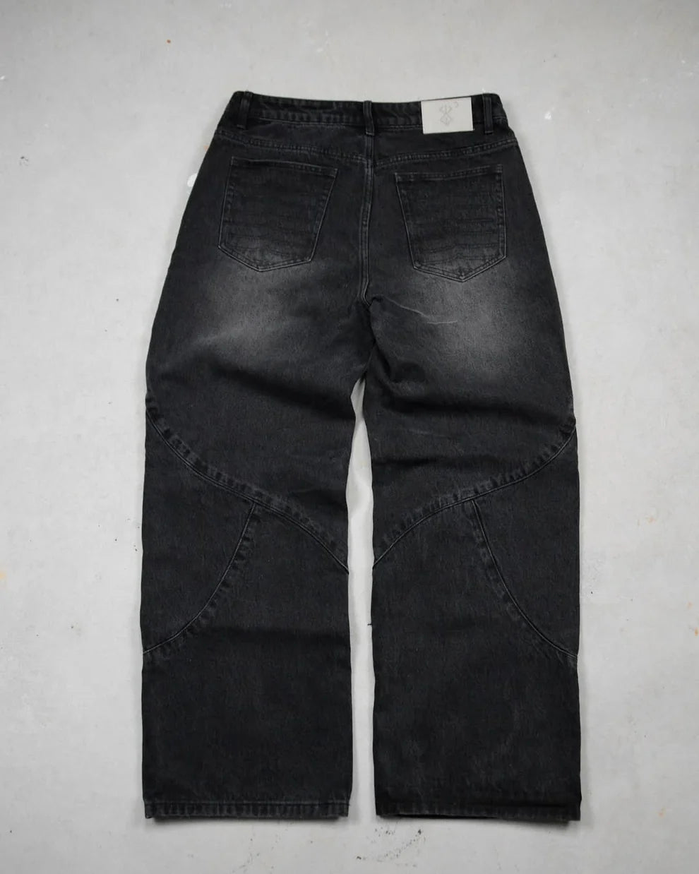 Vintage Distressed Panelled Baggy Denim Jeans – Washed Black